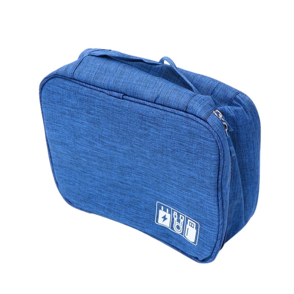 FOMIYES Blue Waterproof Polyester Cable Carrying Case for Electronics with Separated Zone Lightweight Portable Travel Storage Bag 7 Inch