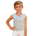 thumbnail image 5 of Gunia Girls Sequin Top Glitter Sleeveless Dance Blouse Performance Dancewear Party Sparkly Tops For Girl White, 5 of 6