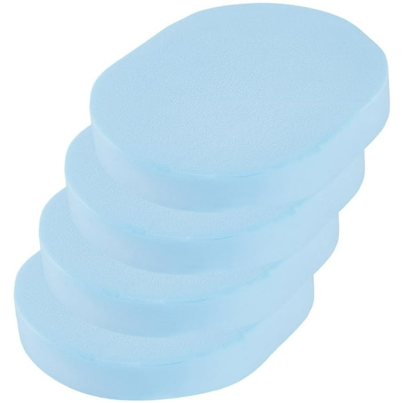 4Pcs Facial Cleansing Sponge Oval Makeup Remover Sponge Pads Reusable Blending Sponge Light Sky Blue Make Up Sponges for Foundation Face Daily Cleansing Gentle Exfoliating Makeup Removal