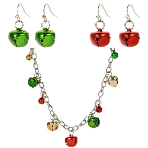 LOLIPPYY 3-Piece Christmas Jewelry Set with Colorful Bell Necklace and Earrings, Elegant Holiday Accessories for Festive Decor