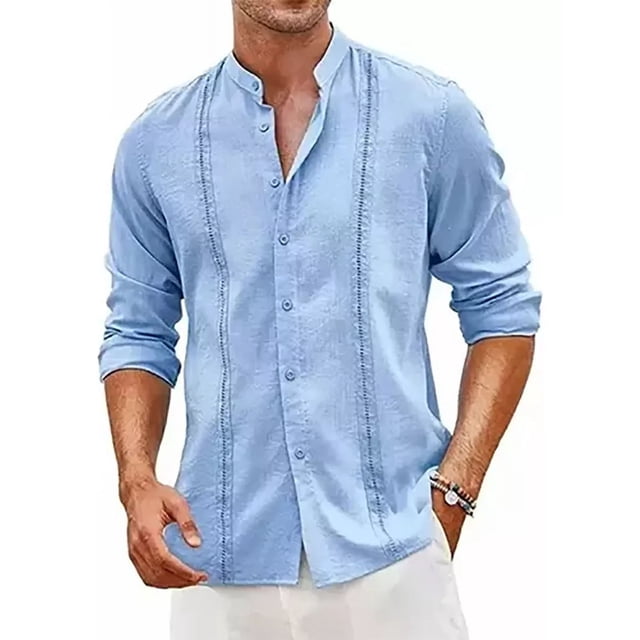 Camisas Casuales De Playa Con Guayabera Cubana Para Hombre