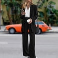 thumbnail image 1 of Pantalones Trajes de traje de dos piezas para mujer Conjuntos de traje casual de negocios de color sólido Primavera Otoño Kuymtek Negro T L para Mujer, 1 of 6