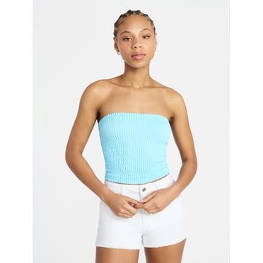 No Boundaries Seamless Textured Tube Top, Women's XXS-XXL