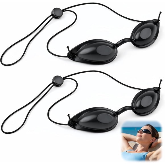 2 Paires de Lunettes de Bronzage, Lunettes de Thérapie par Lumière Rouge - Lunettes de Sécurité Transparentes Protection UV pour Lit de Bronzage, Bain de Soleil, Protection des Yeux Ipl LED Noir, Noir