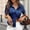 (Style 73)Dark Blue, variant on Womens Short Sleeve Denim Shirts Button Down V Neck Summer Casual Jean Blouses Tops with Pockets Fashion Fits