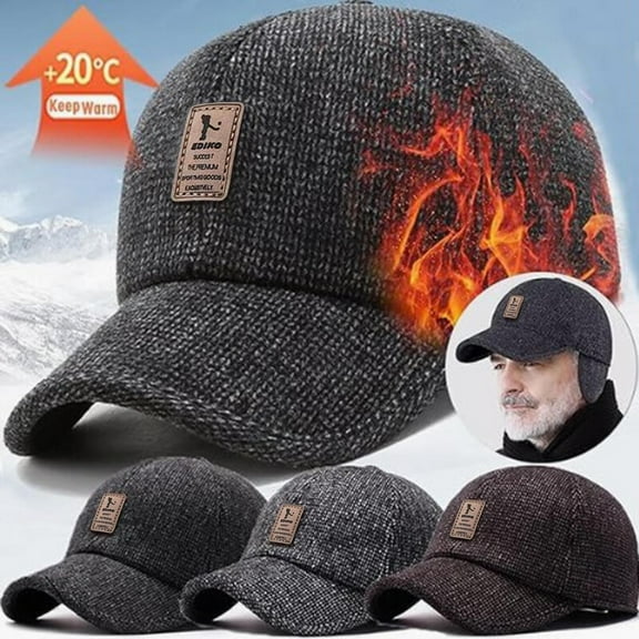 Men Adjustable Autumn Winter Hat Outdoor Thick Warm Earmuffs Baseball Cap
