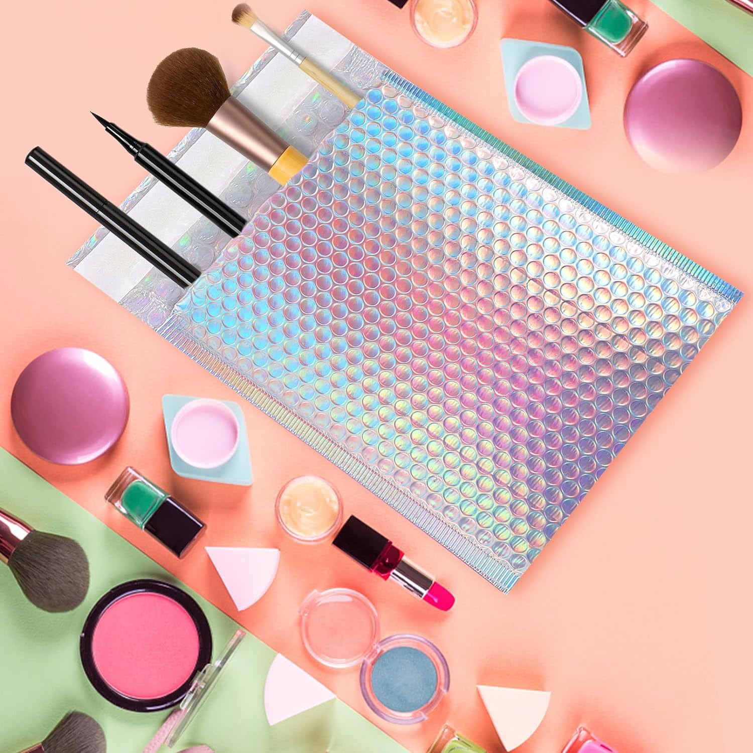 30 Pcs Metallic Bubble Mailer,Poly Padded Envelopes,Waterproof Self Seal Adhesive Shipping Bags,Foil Glitter Glamour Shipping Mailer,Holographic Cushion Envelopes for Mailing,Small Business