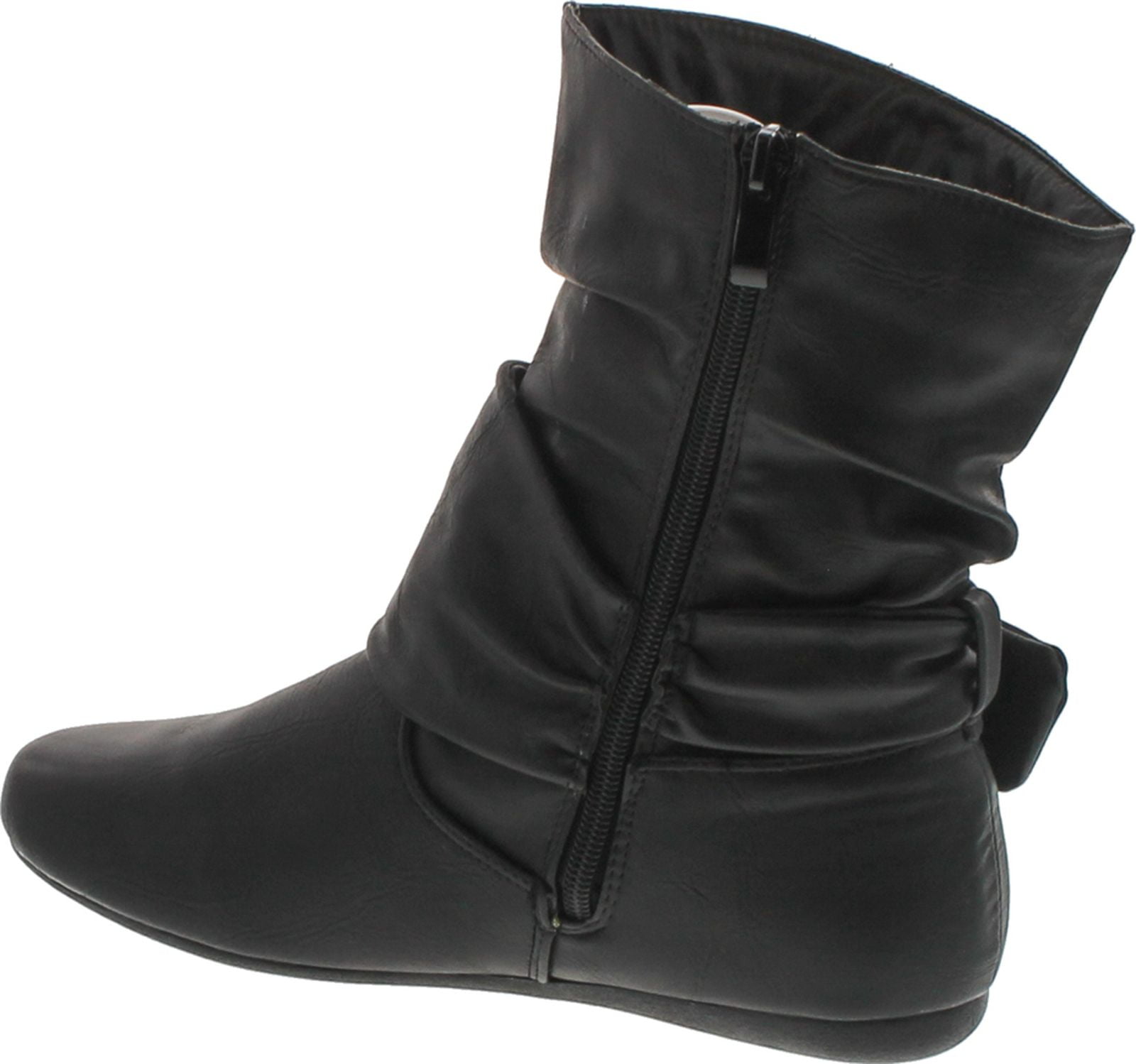 leather flat slouch boots