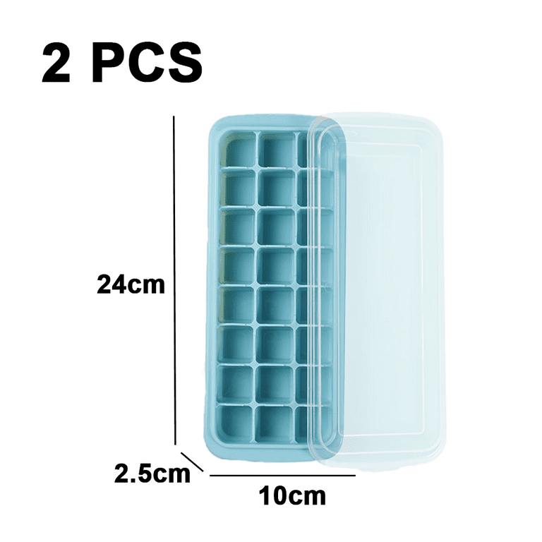 Sohindel BPA Free Silicone Ice Tray for Freezer No Spill Stackable Ice Cube Trays with Easy Release - Blue+Pink