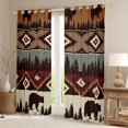 thumbnail image 2 of jejeloiu Wild Animals Bear Curtains Pack of 2 (42x84 Each),Retro Geometric Rhombus Curtains Blackout For Men Women, 2 of 6