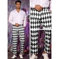 thumbnail image 4 of Unique Bargains Men's Argyle Pattern Pants Regular Fit Flat Front Party Prom Trousers 38 Black White, 4 of 6