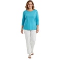 thumbnail image 3 of Turtle Bay New York Women's Classic Comfort Fit 3/4 Sleeve length Crew Neck Jersey Knit T-Shirt, 3 of 6