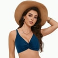 thumbnail image 4 of ORT Women's Twist Front Bikini Top V Neck Padded Swimsuit Top Adjustable Spaghetti Straps Bathing Suit Tops(Blue,S), 4 of 9
