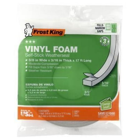 3/8" x 3/16" 17' Gray Waterproof and Airtight Foam Weather-Strip Tape 4PK