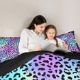 thumbnail image 4 of Castle Fairy Gradient Abstract Skull 7-Piece Twin Bedding,Vibrant Leopard Print Bedding Comforter Set,Iridescent Pastel,Black Reversible, 4 of 7