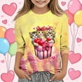thumbnail image 2 of Auroural 5T Girls Clothes 5T Girls Shirts Long Sleeve 3-12Years Children's Fashion Cute Playful Print 3/4 Sleeve Round Neck Tops/shirt Yellow, 2 of 5