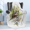thumbnail image 4 of Landscape Soft Flannel Fleece Throw Blanket, Sketch of Lake House in the Forest Hand Drawn Composition Vacation, Cozy Plush for Indoor and Outdoor Use, 50" x 70", Green Brown Black, by Ambesonne, 4 of 5