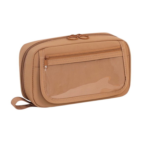 Large Capacity Pencil Case, Pencil Pouch Bag with Zipper Portable Handle, Pen Case Bag Stationery Organizer for Office College Adults Men Women Coffee