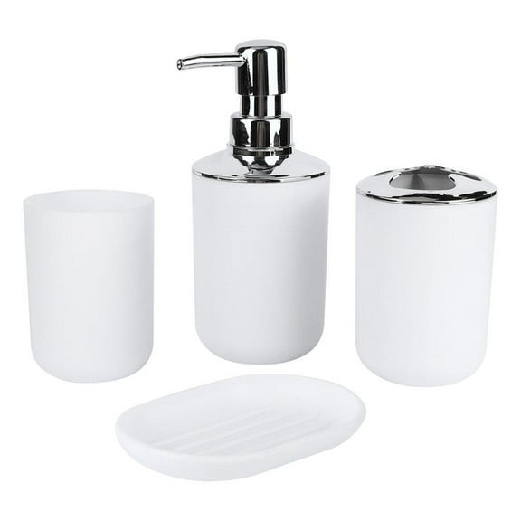 4 Pieces ABS Bathroom Accessories Set Bath Ensemble Toothbrush Cup Toothbrush Holder Soap Dish Decor for Hotel
