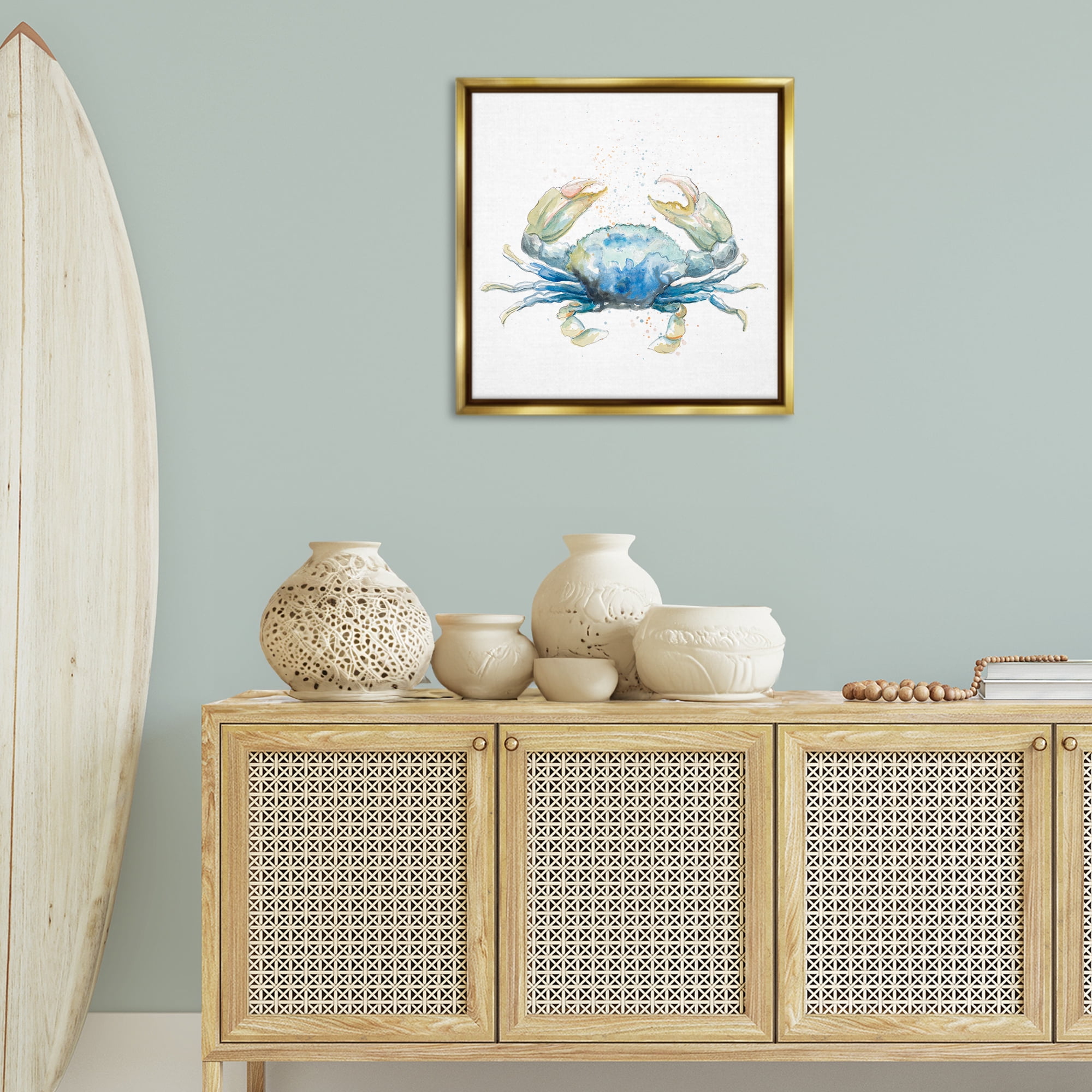 Stupell Industries Modern Speckled Crab Animals & Insects Painting Gold Floater Framed Canvas Art Print Wall Art, 25 x 25
