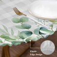 thumbnail image 3 of Eucalyptus Leaves Round Tablecloth, Fitted Table Cover with Elastic for 45"-54" Round Tables, Summer Botanical Table Cloth Outdoor Indoor Dinning Party Waterproof Tablecloths, 3 of 7