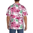 thumbnail image 3 of Uemuo Flamingo Pattern Cotton Linen Short Sleeve Shirts,Casual Lightweight Button Down Shirts,Vacation Beach Summer Tops-3X-Large, 3 of 7