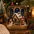 thumbnail image 4 of Mini Nativity Set in a Tin Box - Handcrafted Pocket Size Christmas Diorama Scene Gift Tin - Miniature Holiday Figures, Christmas Decoration Indoor for Home Gifts Decor Design C, 4 of 8
