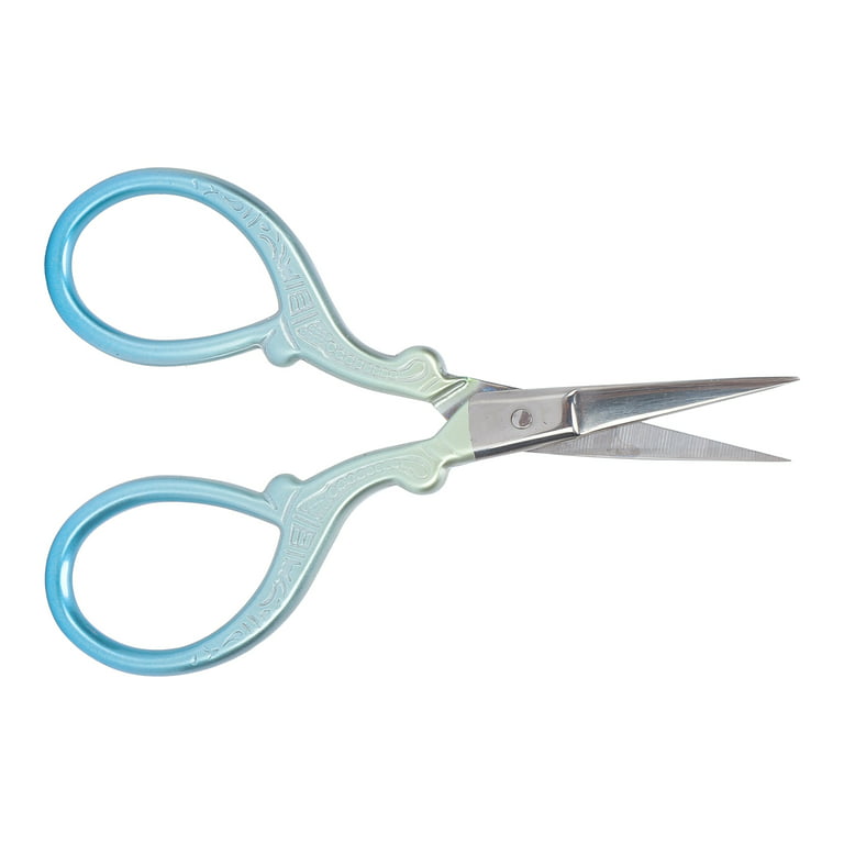 Fugacal Embroidery Scissors,Stainless Steel Small Hand‑Made Sewing Shears,with  Leather Cover, for Sewing, Blue 