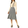thumbnail image 1 of Falda de tirantes de tartán para mujer Inspire Chic, vintage, de cintura alta, estilo A-line, midi, color gris, 1 of 6