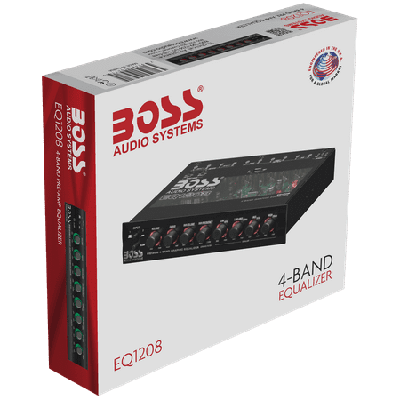 4 Band Pre-Amp Half-DIN Car Equalizer, Subwoofer Output, Dual Color Illumination