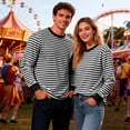 thumbnail image 2 of ZUKMRJPC Men's Casual Striped Shirts Long Sleeve Crewneck Basic T-Shirts Loose Fit Soft Comfort Spring Summer Work Athletic Tee Tops, 2 of 5