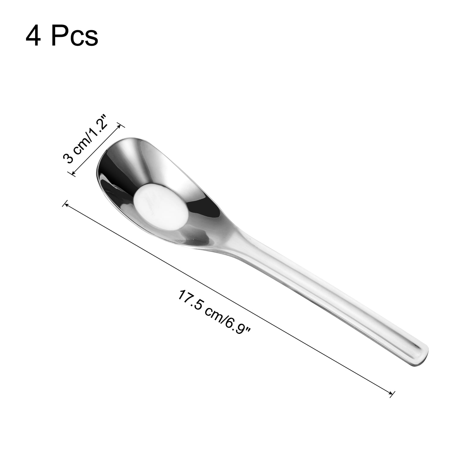 Unique Bargains 4Pcs Stainless Steel Small Chinese Soup Spoons 6.9" Silver