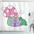 thumbnail image 1 of Alien Shower Curtain, Nursery Design of Little Youngsters with Monster on a Background of a Mushroom House, Fabric Bathroom Set with Hooks, 69W X 75L Inches Long, Multicolor, by Ambesonne, 1 of 2