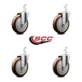 thumbnail image 2 of 5 Inch Maroon Polyurethane Wheel Swivel 3/4 Inch Square Stem Caster Set SCC, 2 of 2