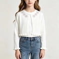 thumbnail image 5 of Toddler & Big Girls 3D Flower Knit Cardigan Crewneck Long Sleeve Casual Comfortable Sweater Coat for Kids 1-13Y White, 5 of 9