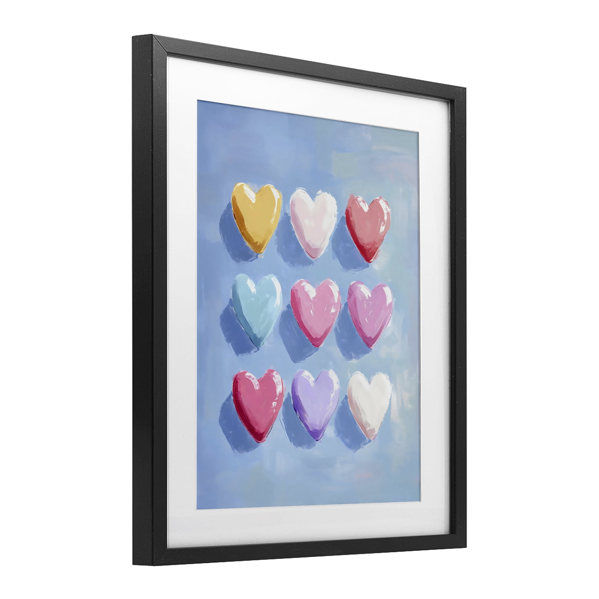 Stupell Industries Pastel Heart Grid Black Framed Print Under Glass, design by The Prints Vibe
