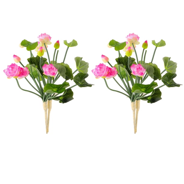 2 PCS Flor artificial Decoración del hogar Mini Silk Lotus Flower Flores falsas Arreglo para el hogar (rosa claro)