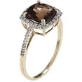 thumbnail image 2 of 10k Yellow Gold Cushion Smoky Quartz and Diamond Halo Ring, 2 of 5
