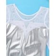 thumbnail image 5 of ZDHoor Kids Girls Long Sleeve Metallic Ballerina Leotard Sparkly Rhinestone Tulle Ballet Gymnastics Leotard Silver 6, 5 of 7