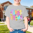 thumbnail image 2 of First Grade Girls T Shirts Letter Print Short Sleeve Back to School Shirt Crewneck Kids Clothes 3-14 Years, 2 of 7