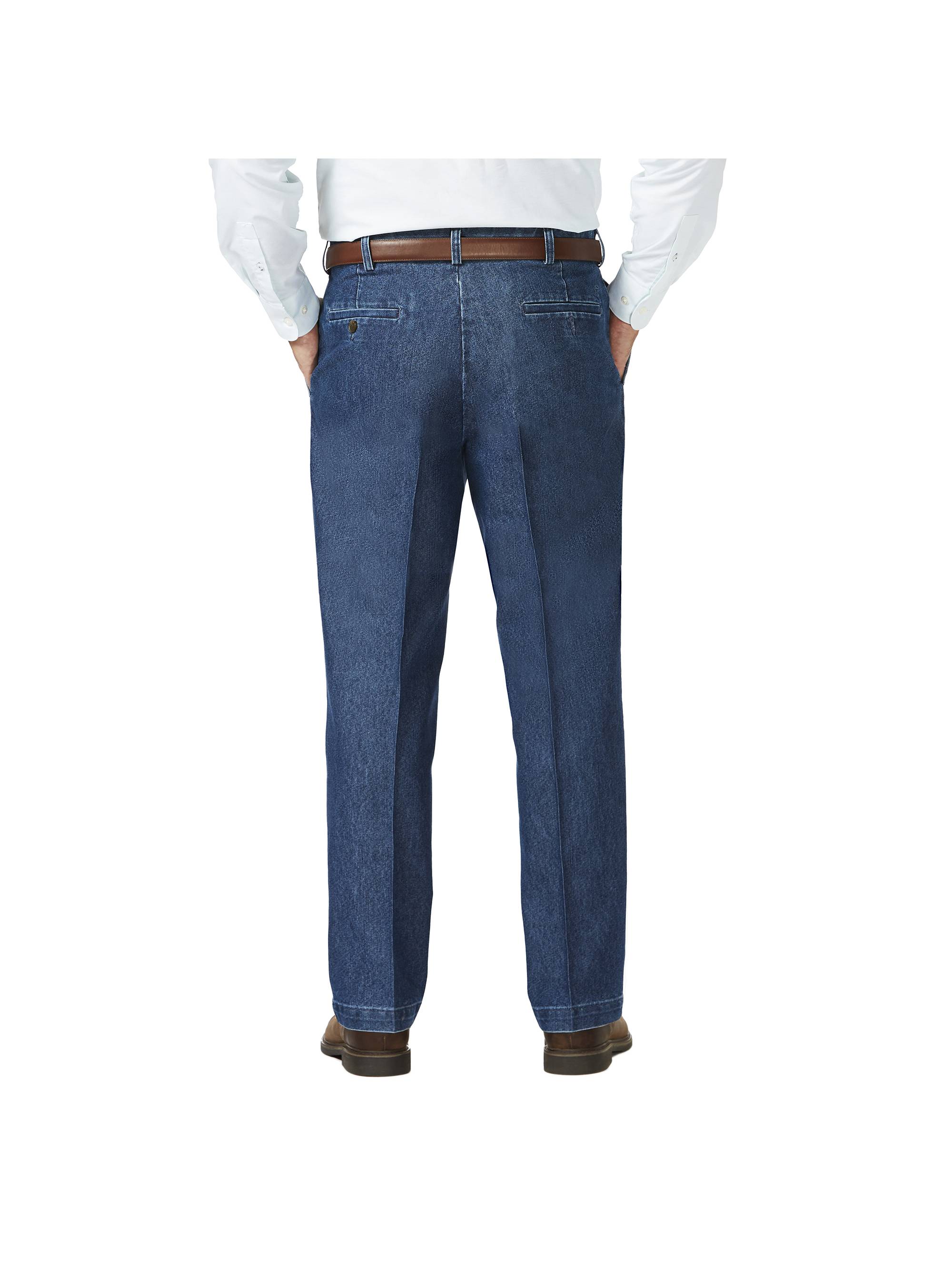Haggar Men's Big & Tall Stretch Denim Pleat Front Trouser Classic Fit HC90280 - image 3 of 10