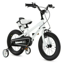 Royalbaby Boys Girls Kids Bike 16 In BMX Freestyle White 2 Hand Brakes Bicycles with Training Wheels Child Bicycle