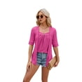 thumbnail image 1 of Blusa Tipo Túnica de Dos Piezas con Cuello Cuadrado, Botones de Patchwork, 3/4, Color Rosa y Rojo XXL, 1 of 9