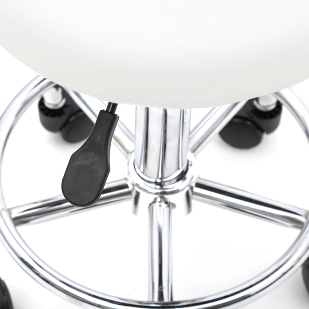 Adjustable Salon Stool with Backrest, PU Leather Sponge Iron Plating Chrome 360° Swivel Stool, Anti-slip Anti-rust Portable Stool for Salon Home Office