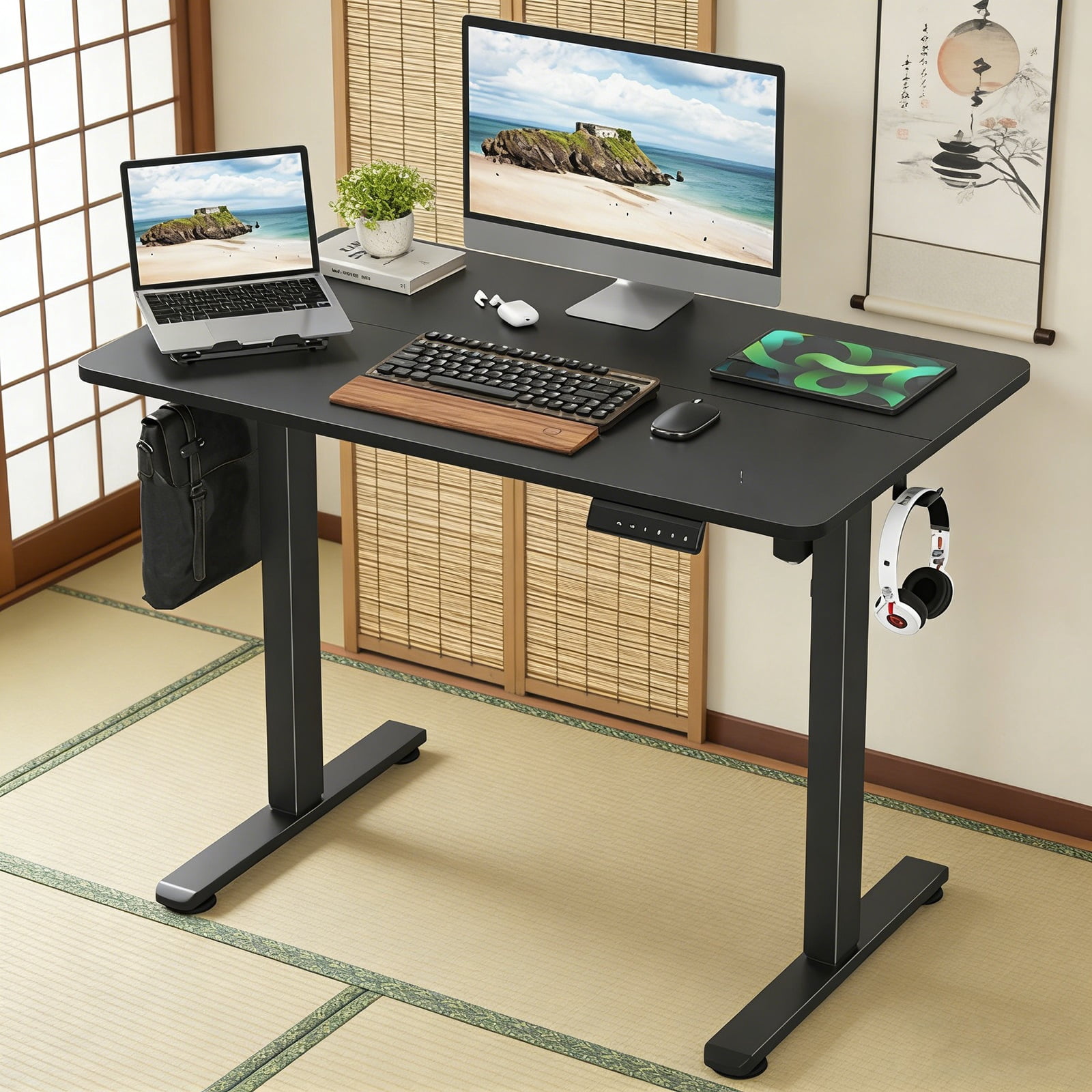Standing Desks That Raise Up and Down  Large Adjustable Height Raising Desk for Ergonomic Home Office Efficiency