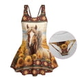 thumbnail image 6 of Uourmeti Girls' One Piece Skirted Swimsuit - Horse & Sunflower Print | Quick Dry, Stretchy Swim Dress for Beach, Pool & Summer Vacations, 6 of 8