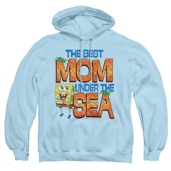 Popfunk SpongeBob SquarePants Mother's Day Best Mom Under the Sea Adult Pull-Over Hoodie, Light Blue, Small