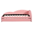 thumbnail image 6 of Bellemave Twin Szie Upholstered Daybed with Trundle, PU Leather Daybed Frame with Cloud Shaped Guardrail, Modern Trundle Sofa Bed for Bedroom, Living Room (Pink), 6 of 10