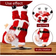 Inverted Rotating Dancing and Singing Santa Claus Plush Toy,Electric Santa Animated Christmas Decorations for Kids