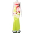 thumbnail image 2 of Vibrant Floral Color-Block Maxi Dress (L, Green), 2 of 6